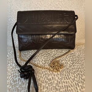 Charles David Dark Brown 2 way Crossbody/Clutch with Gold Chain